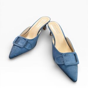 Journee Collection Blue Vianna Kitten Heel Mules Pointed Toe Pumps Size 9.5